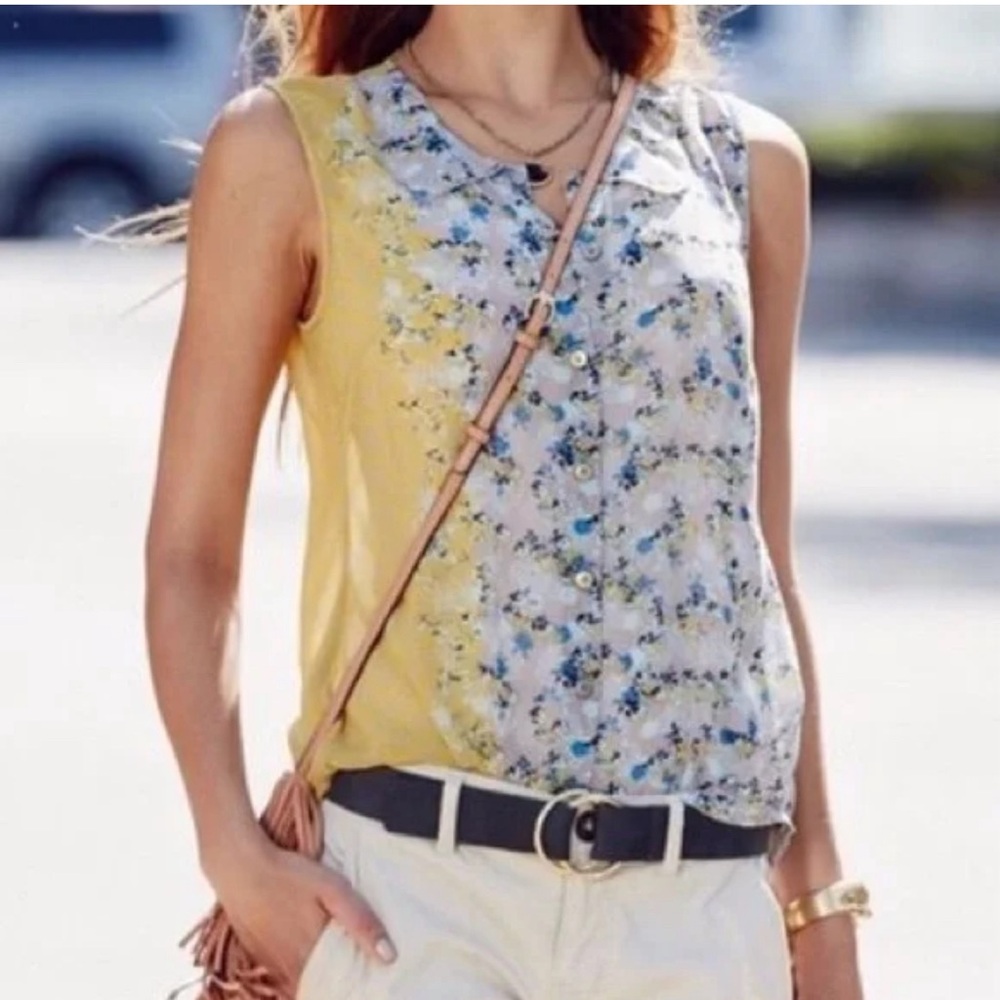 CAbi womens floral sheer top size small